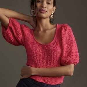 Maeve Bright Pink Textured Blouse